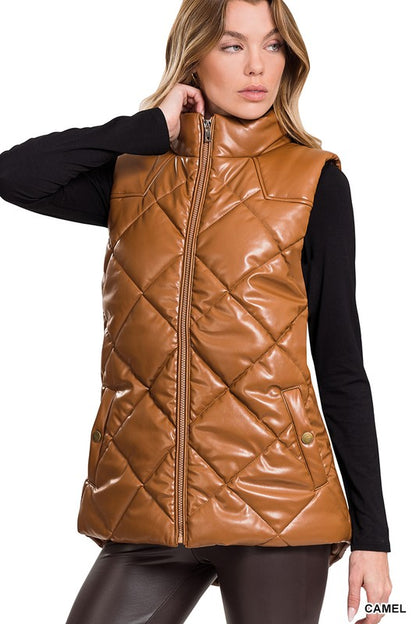 VEGAN LEATHER PUFFER VEST