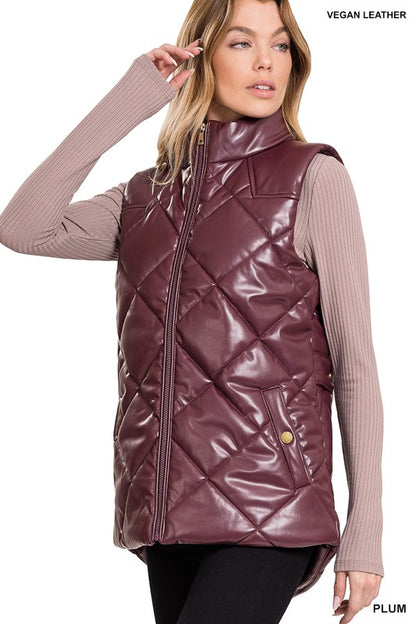 VEGAN LEATHER PUFFER VEST