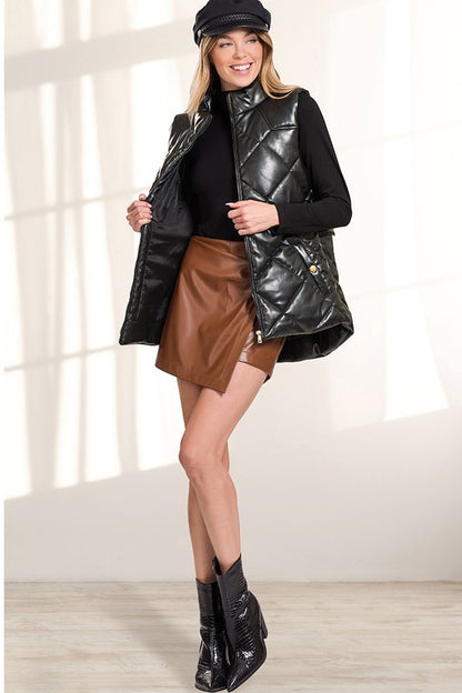 VEGAN LEATHER PUFFER VEST