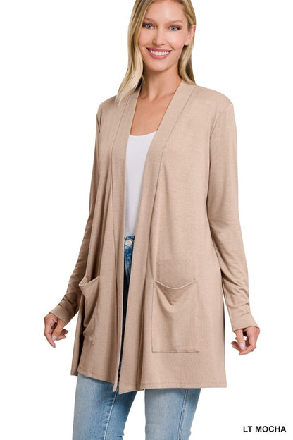 SLOUCHY POCKET OPEN CARDIGAN