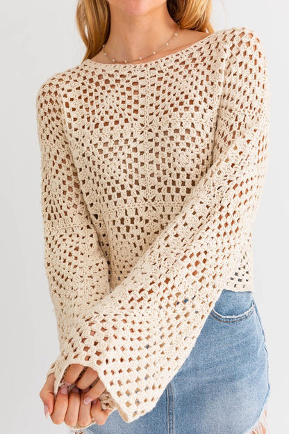 LONG SLEEVE CROCHET TOP