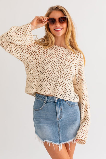 LONG SLEEVE CROCHET TOP