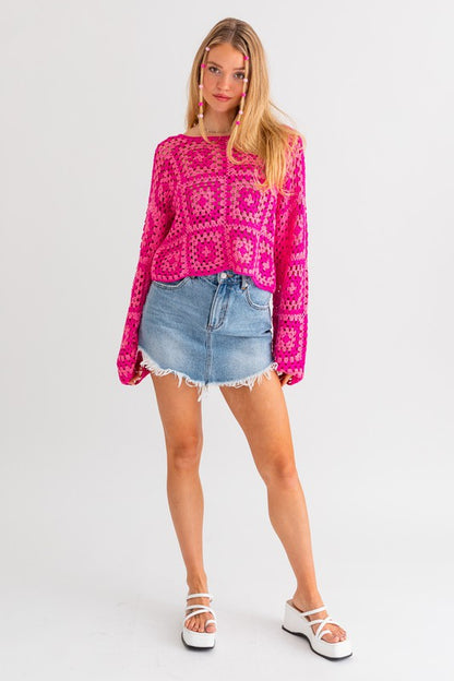 LONG SLEEVE CROCHET TOP