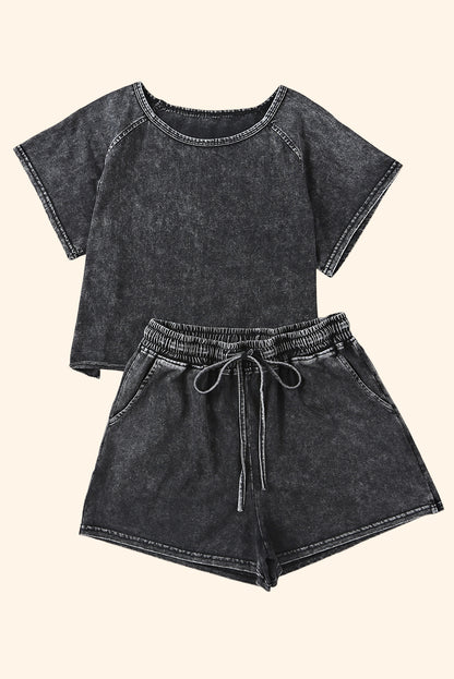 Acid Washed Short Lounge Set