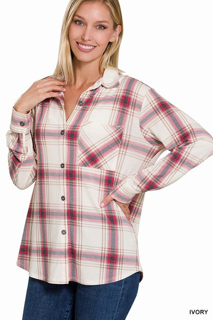 Plaid Shacket With Front Pocket