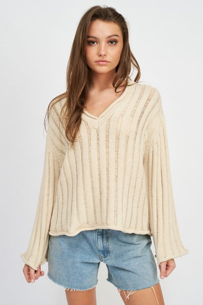 OVERSIZED RIB KNIT SWEATER