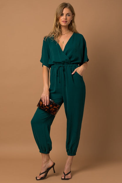 Dolman Sleeve Surplice Jumpsuit