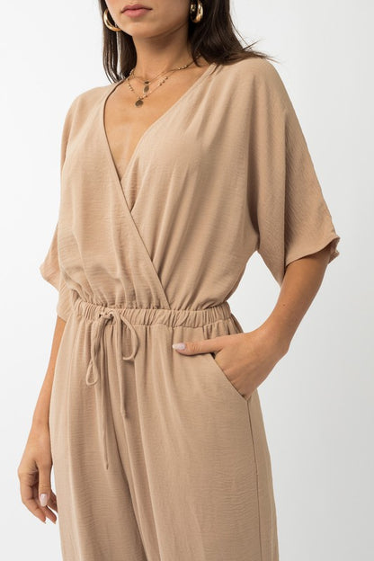 Dolman Sleeve Surplice Jumpsuit