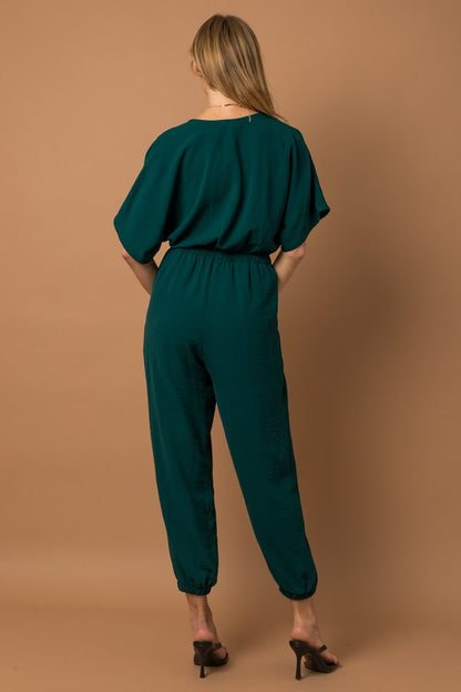 Dolman Sleeve Surplice Jumpsuit