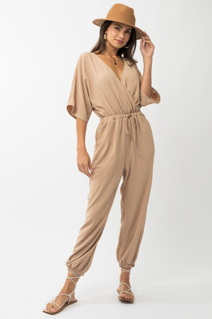 Dolman Sleeve Surplice Jumpsuit