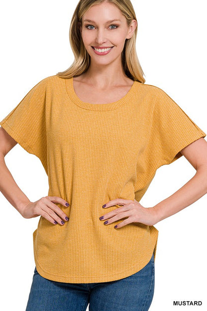 MELANGE BABY WAFFLE SHORT SLEEVE TOP