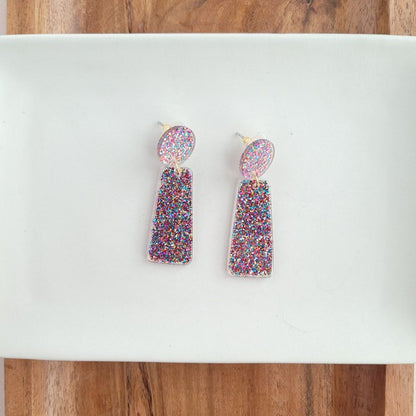 Mia Earrings - Rainbow Glitter