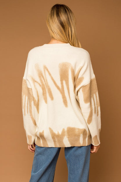 Long Sleeve Spray Print Sweater