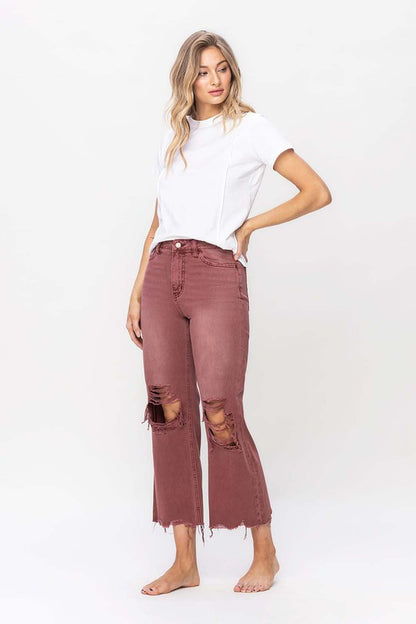 90S VINTAGE HIGH RISE CROP FLARE JEAN