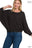 Plus Ribbed Batwing Long Sleeve Boat Neck Sweater