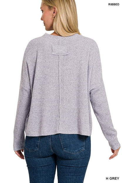 RIBBED DOLMAN LONG SLEEVE SWEATER