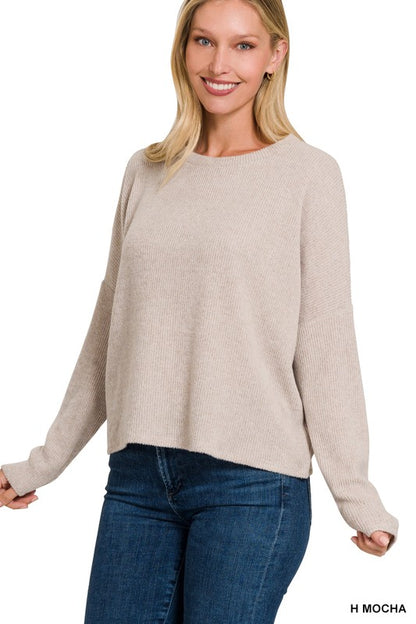 RIBBED DOLMAN LONG SLEEVE SWEATER