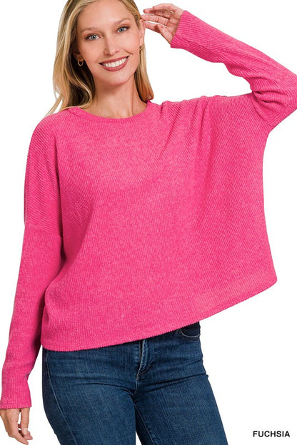 RIBBED DOLMAN LONG SLEEVE SWEATER