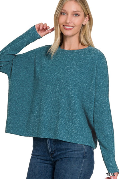 RIBBED DOLMAN LONG SLEEVE SWEATER