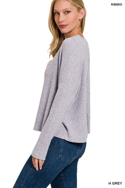 RIBBED DOLMAN LONG SLEEVE SWEATER