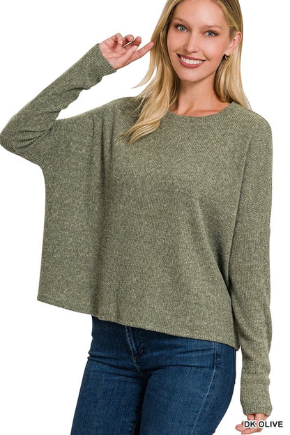 RIBBED DOLMAN LONG SLEEVE SWEATER