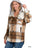 PLAID DRAWSTRING HOODED FLEECE SHACKET