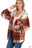 PLAID DRAWSTRING HOODED FLEECE SHACKET