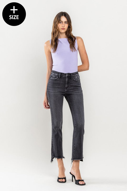 Plus Size High Rise Crop Flare Jeans