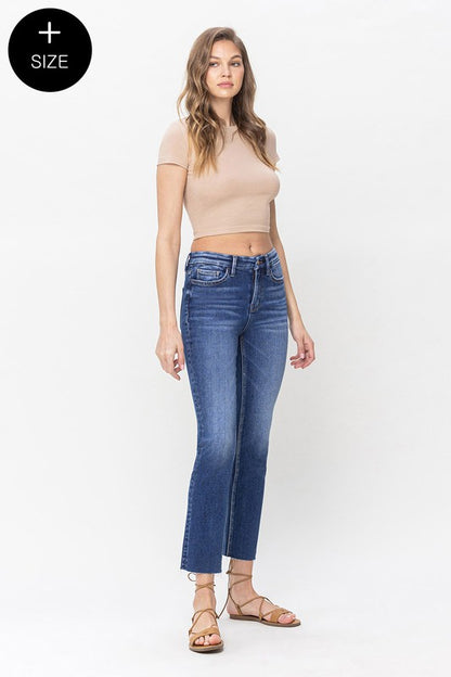 Plus Size High Rise Slim Straight Jeans