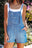 Sky Blue Grommet Tie Straps Casual Denim Shorts Overalls