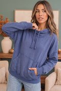 Hide and Seek Washed Cowl Neck Pullover in Blue