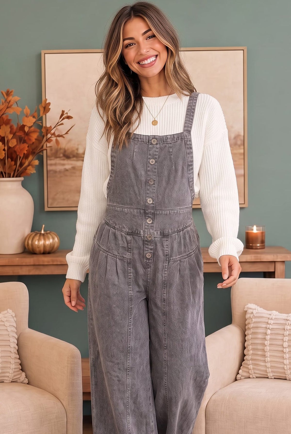 Just Darling Wide Leg Denim Overall