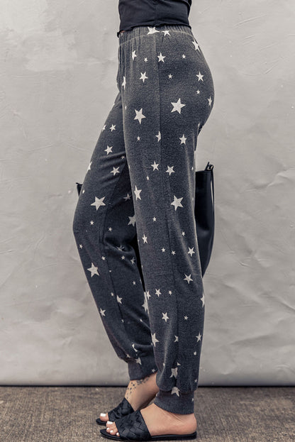 Star Print Elastic Waist Joggers