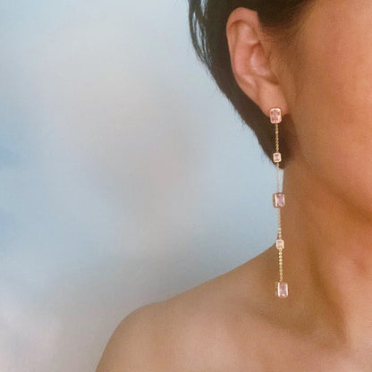 Five Stones Dangle Drop Earrings