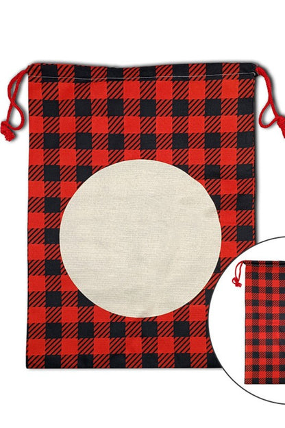 Red Oversized Plaid Holiday Santa Gift Sack