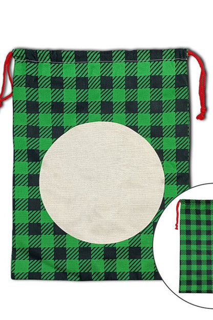 Green Oversized Plaid Holiday Santa Gift Sack