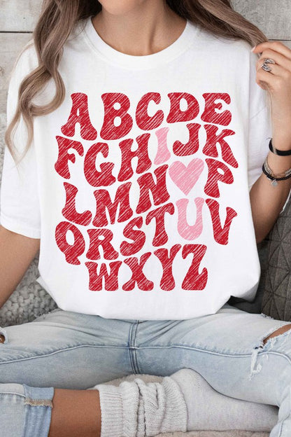 ABCD I LOVE YOU VALENTINES GRAPHIC TEE