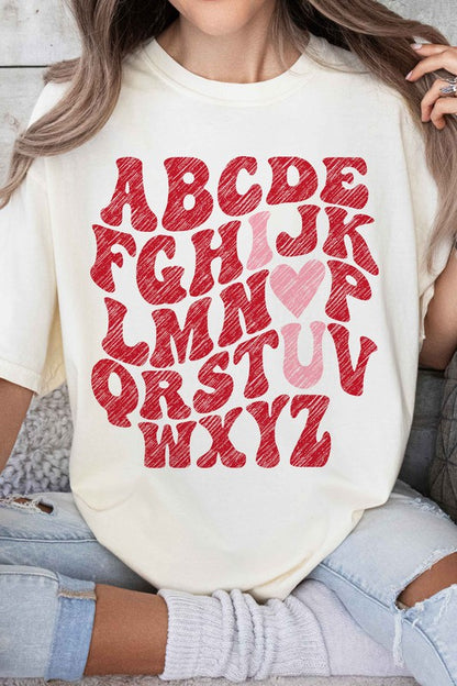 ABCD I LOVE YOU VALENTINES GRAPHIC TEE