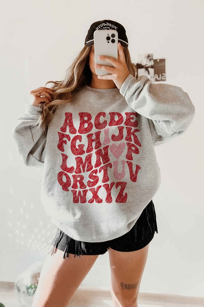 ABCD I LOVE YOU VALENTINES GRAPHIC SWEATSHIRT