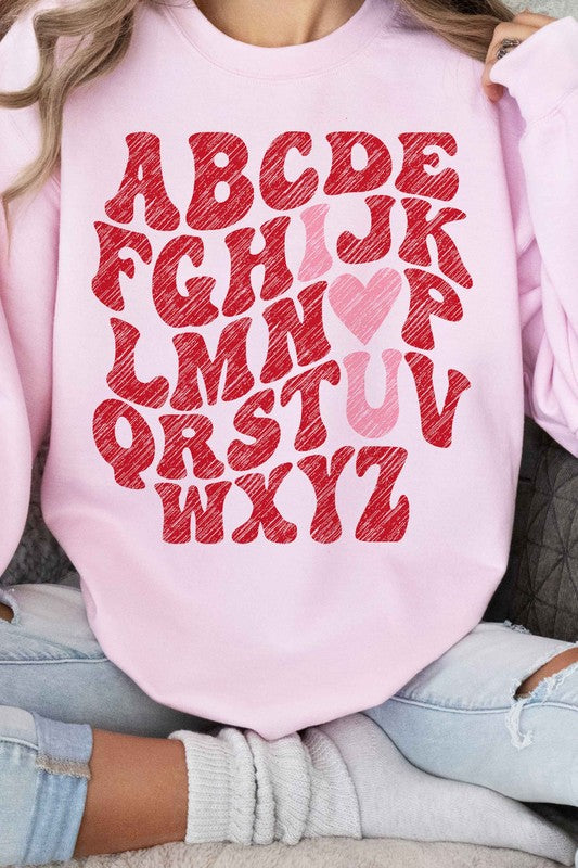 ABCD I LOVE YOU VALENTINES GRAPHIC SWEATSHIRT