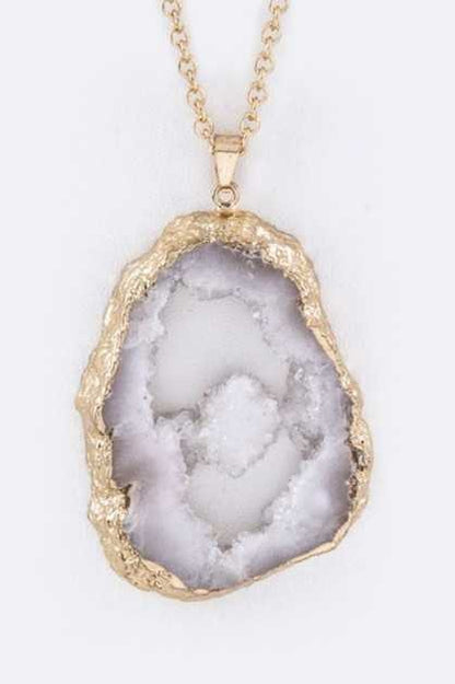 Druzy Slice Pendant Necklace Set