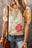 Apricot Colorful Flower Print Bubble Sleeve Tee