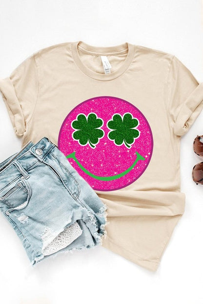 Smile St Patricks Day Glitter Graphic T Shirts