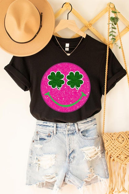 Smile St Patricks Day Glitter Graphic T Shirts