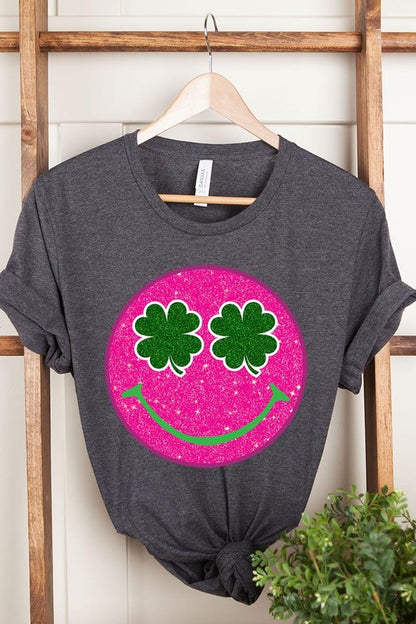 Smile St Patricks Day Glitter Graphic T Shirts