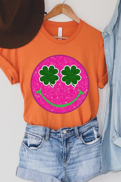 Smile St Patricks Day Glitter Graphic T Shirts