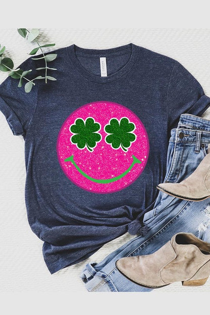 Smile St Patricks Day Glitter Graphic T Shirts