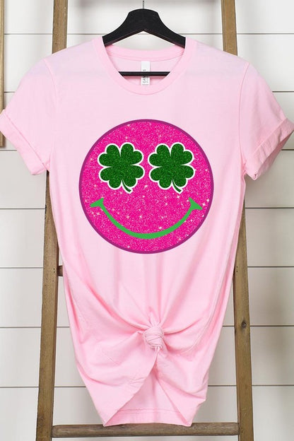 Smile St Patricks Day Glitter Graphic T Shirts