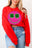 Smile Face Glitter Graphic Fleece Sweatshirts