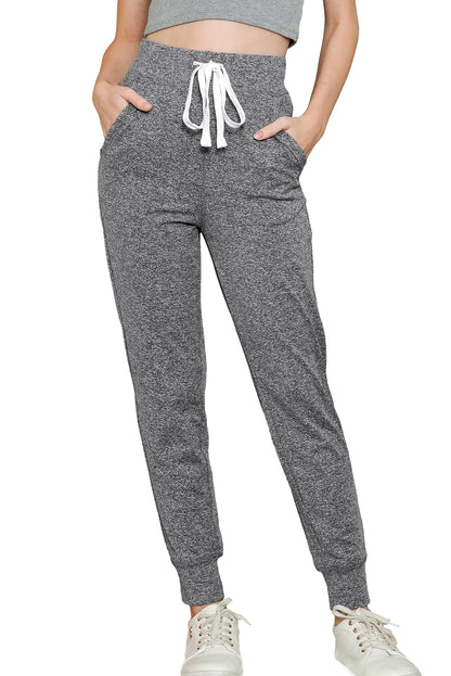 Gray Drawstring Waist Pocketed Joggers